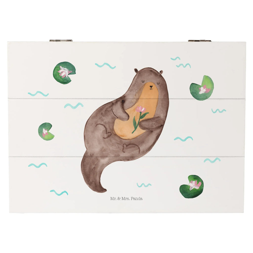 Holzkiste Otter Seerose Holzkiste, Kiste, Schatzkiste, Truhe, Schatulle, XXL, Erinnerungsbox, Erinnerungskiste, Dekokiste, Aufbewahrungsbox, Geschenkbox, Geschenkdose, Otter, Fischotter, Seeotter, Otter Seeotter See Otter