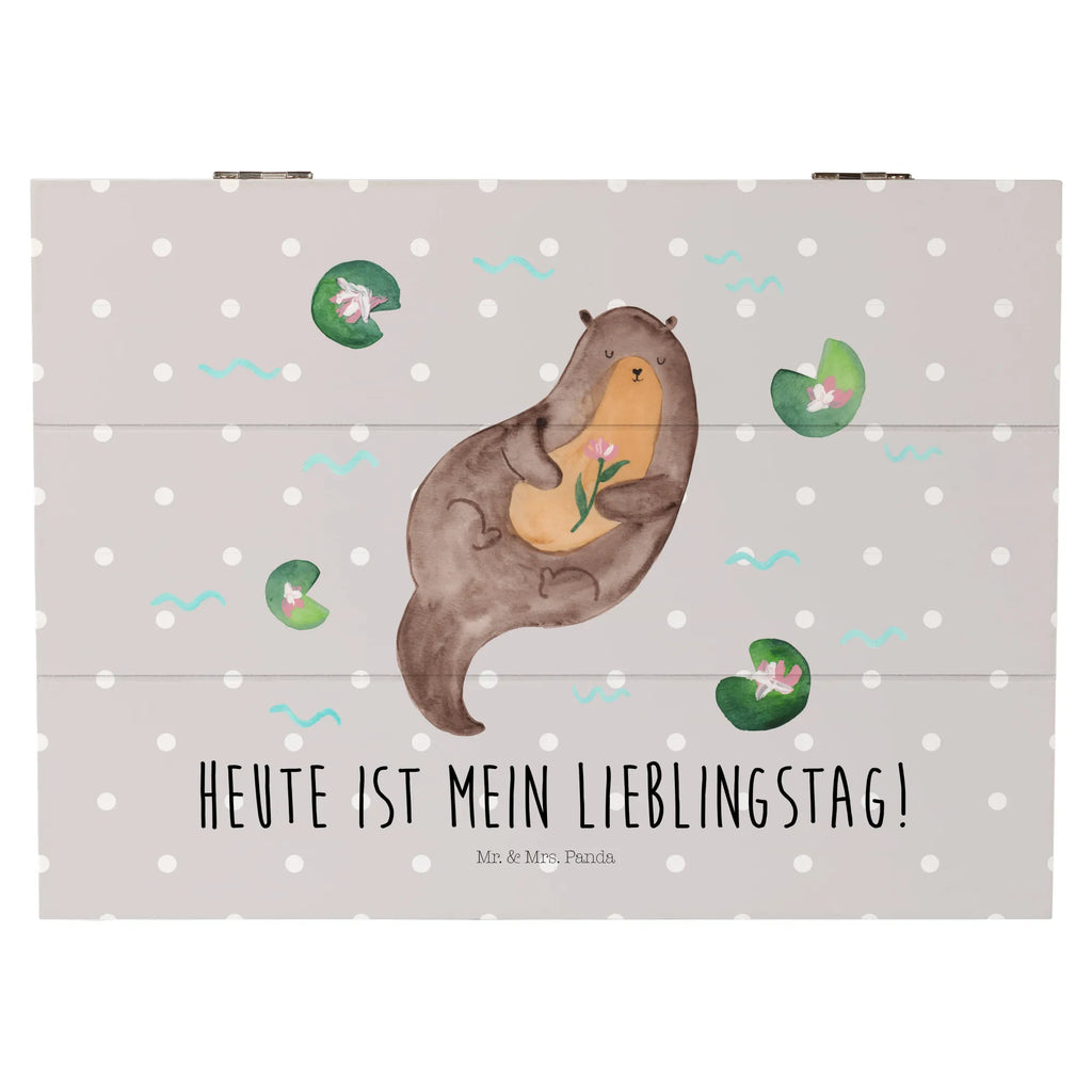 Holzkiste Otter Seerose Holzkiste, Kiste, Schatzkiste, Truhe, Schatulle, XXL, Erinnerungsbox, Erinnerungskiste, Dekokiste, Aufbewahrungsbox, Geschenkbox, Geschenkdose, Otter, Fischotter, Seeotter, Otter Seeotter See Otter