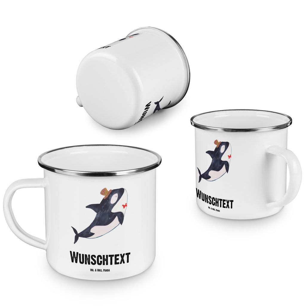 Personalisierte Emaille Tasse Orca Zylinder Emaille Tasse personalisiert, Emaille Tasse mit Namen, Campingtasse personalisiert, Namenstasse, Campingtasse bedrucken, Campinggeschirr personalsisert, tasse mit namen, personalisierte tassen, personalisierte tasse, tasse selbst gestalten, tasse bedrucken, tassen bedrucken, Meerestiere, Meer, Urlaub, Narwal, Glitter, Konfetti, Glitzer, Geburtstag, Feier, Fete, Fest, Glückwunsch, Orca