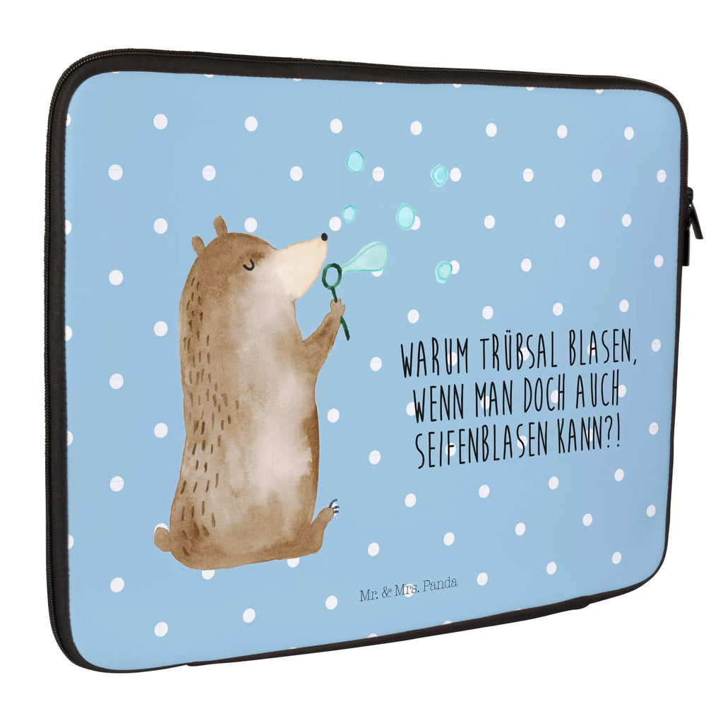 Notebook Tasche Bär Seifenblasen Notebook Tasche, Laptop, Computertasche, Tasche, Notebook-Tasche, Notebook-Reisehülle, Notebook Schutz, Bär, Teddy, Teddybär, Seifenblasen Bär Lustig Sein Glücklich Traurig Happy