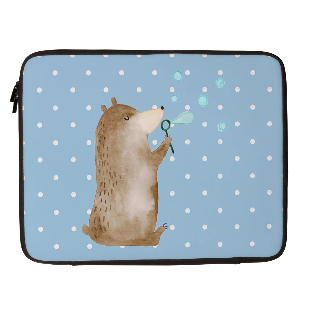 Notebook Tasche Bär Seifenblasen Notebook Tasche, Laptop, Computertasche, Tasche, Notebook-Tasche, Notebook-Reisehülle, Notebook Schutz, Bär, Teddy, Teddybär, Seifenblasen Bär Lustig Sein Glücklich Traurig Happy