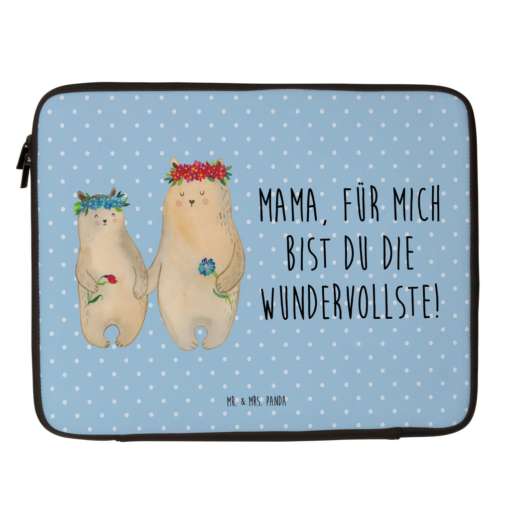 Notebook Tasche Bären mit Blumenkranz Notebook Tasche, Laptop, Computertasche, Tasche, Notebook-Tasche, Notebook-Reisehülle, Notebook Schutz, Familie, Vatertag, Muttertag, Bruder, Schwester, Mama, Papa, Oma, Opa, Bär, Bären, Mutter, Mutti, Mami, Lieblingsmensch, Lieblingsmama, beste Mutter, weltbeste Mama, Geschenk Mama. Muttertag, Tochter, Kind, Kinder, Töchter, Family, Vorbild