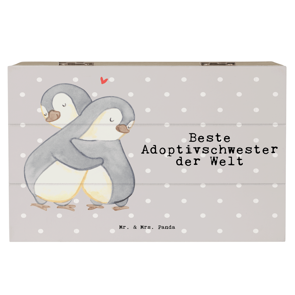 Holzkiste Pinguin Beste Adoptivschwester der Welt Holzkiste, Kiste, Schatzkiste, Truhe, Schatulle, XXL, Erinnerungsbox, Erinnerungskiste, Dekokiste, Aufbewahrungsbox, Geschenkbox, Geschenkdose, für, Dankeschön, Geschenk, Schenken, Geburtstag, Geburtstagsgeschenk, Geschenkidee, Danke, Bedanken, Mitbringsel, Freude machen, Geschenktipp, Adoptivschwester, Adoptiv, adoptiert, Schwester, Geschwister, Schwesterherz, Sister, Familie, Kleinigkeit, Beste, Tochter