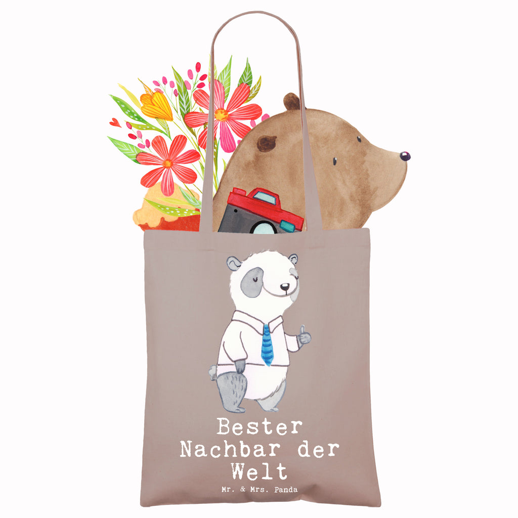 Tragetasche Panda Bester Nachbar der Welt Beuteltasche, Beutel, Einkaufstasche, Jutebeutel, Stoffbeutel, Tasche, Shopper, Umhängetasche, Strandtasche, Schultertasche, Stofftasche, Tragetasche, Badetasche, Jutetasche, Einkaufstüte, Laptoptasche, für, Dankeschön, Geschenk, Schenken, Geburtstag, Geburtstagsgeschenk, Geschenkidee, Danke, Bedanken, Mitbringsel, Freude machen, Geschenktipp, Nachbar, Nachbarn, Nachbarschaft, Freund, Angrenzer, Anwohner, Bewohner, Freundschaft