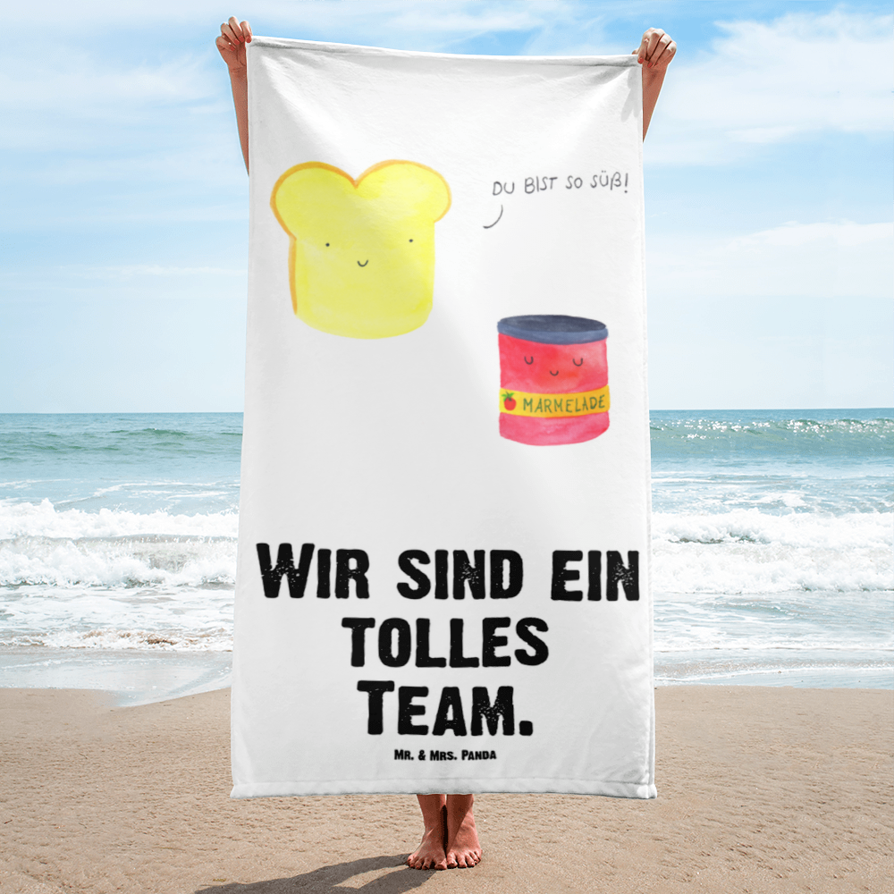 XL Badehandtuch Toast & Marmelade Handtuch, Badetuch, Duschtuch, Strandtuch, Saunatuch, Tiermotive, Gute Laune, lustige Sprüche, Tiere, Toast, Marmelade, Dreamteam, süße Postkarte, süß, Küche Deko, Küche Spruch, Frühstück Einladung, Brot, Toastbrot