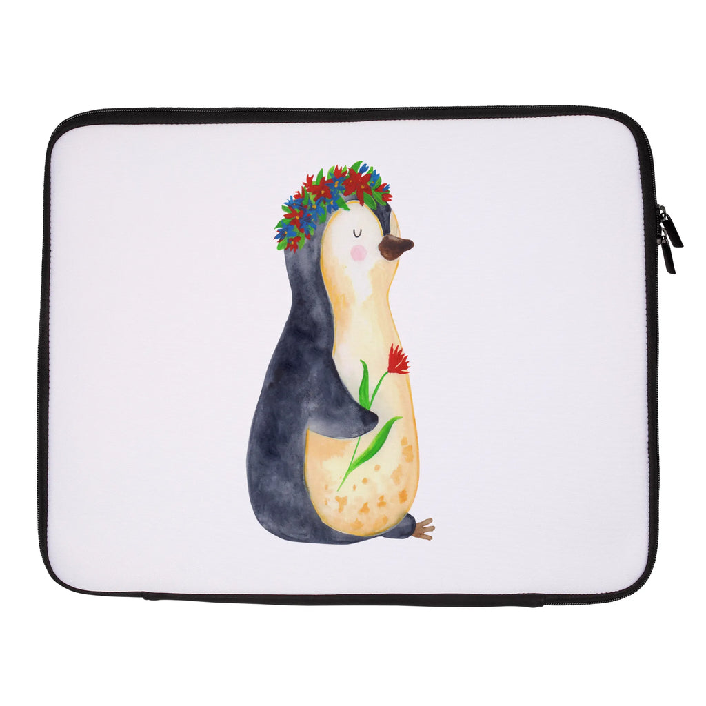 Notebook Tasche Pinguin Blumen Notebook Tasche, Laptop, Computertasche, Tasche, Notebook-Tasche, Notebook-Reisehülle, Notebook Schutz, Pinguin, Pinguine, Blumenkranz, Universum, Leben, Wünsche, Ziele, Lebensziele, Motivation, Lebenslust, Liebeskummer, Geschenkidee