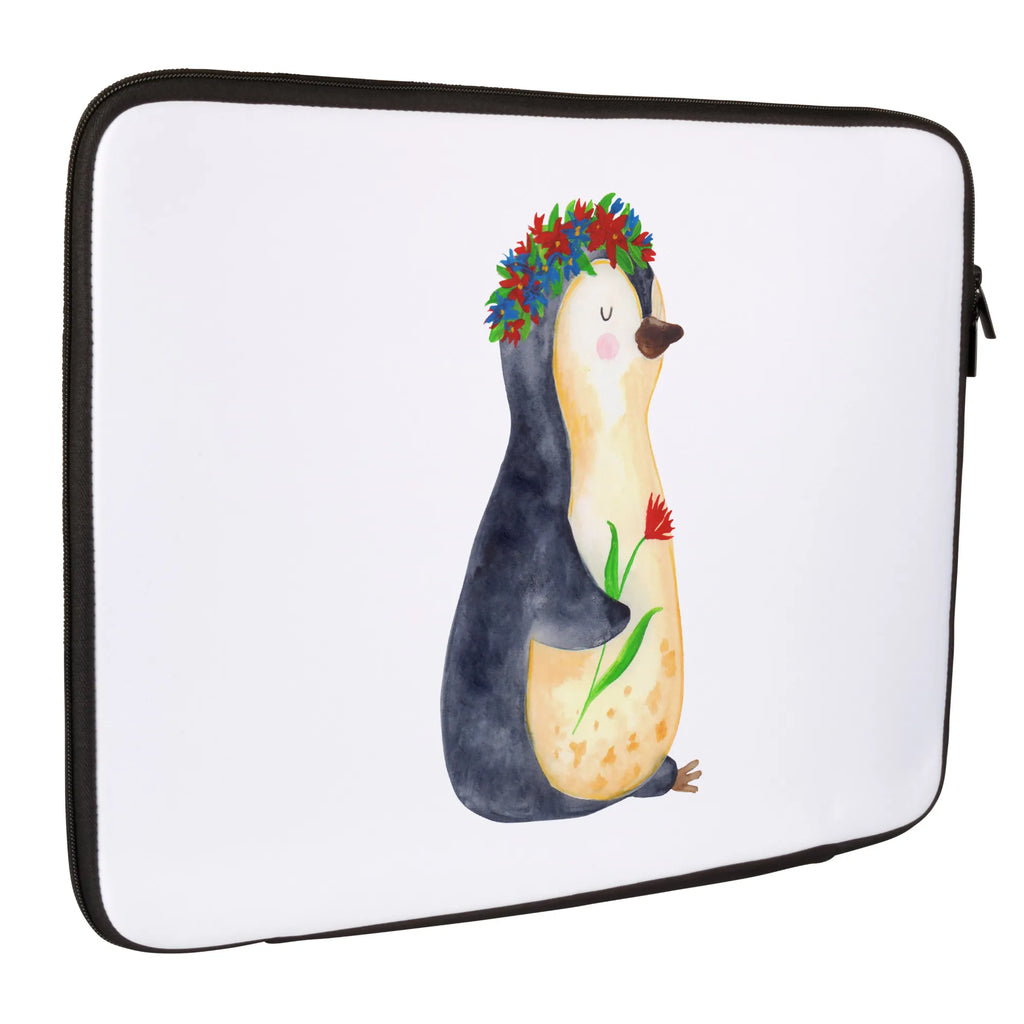 Notebook Tasche Pinguin Blumen Notebook Tasche, Laptop, Computertasche, Tasche, Notebook-Tasche, Notebook-Reisehülle, Notebook Schutz, Pinguin, Pinguine, Blumenkranz, Universum, Leben, Wünsche, Ziele, Lebensziele, Motivation, Lebenslust, Liebeskummer, Geschenkidee