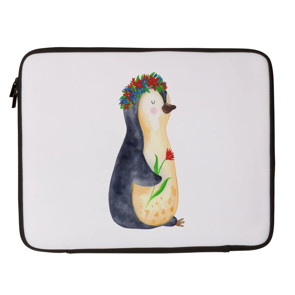 Notebook Tasche Pinguin Blumen Notebook Tasche, Laptop, Computertasche, Tasche, Notebook-Tasche, Notebook-Reisehülle, Notebook Schutz, Pinguin, Pinguine, Blumenkranz, Universum, Leben, Wünsche, Ziele, Lebensziele, Motivation, Lebenslust, Liebeskummer, Geschenkidee