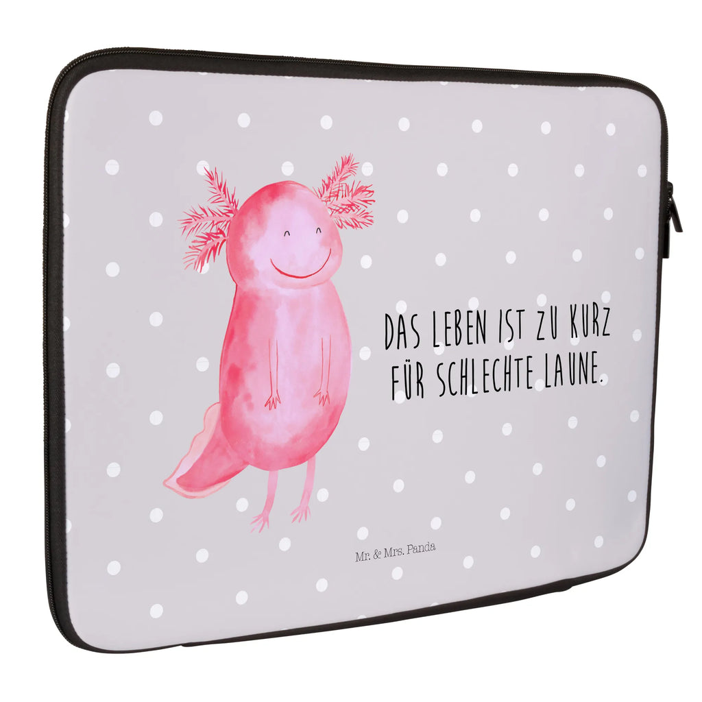 Notebook Tasche Axolotl Glücklich Notebook Tasche, Laptop, Computertasche, Tasche, Notebook-Tasche, Notebook-Reisehülle, Notebook Schutz, Axolotl, Molch, Axolot, Schwanzlurch, Lurch, Lurche, Motivation, gute Laune