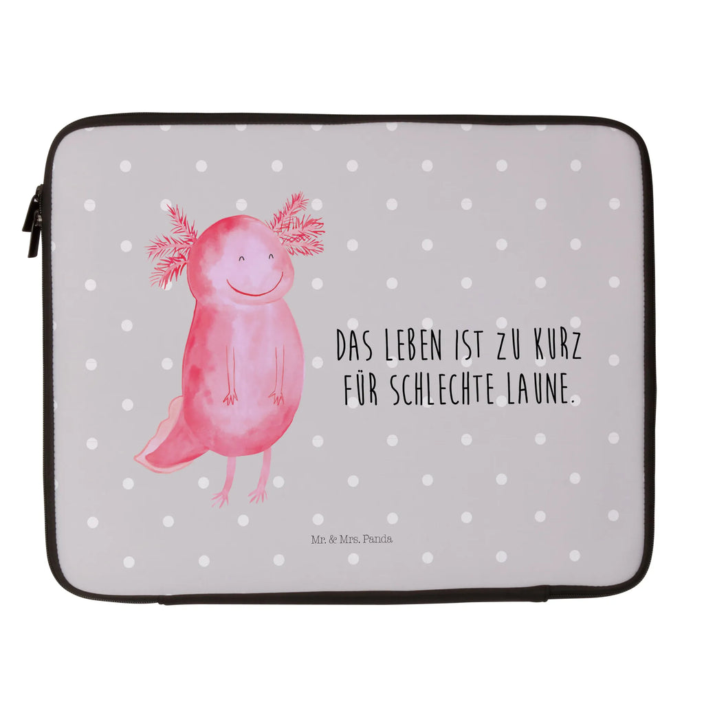 Notebook Tasche Axolotl Glücklich Notebook Tasche, Laptop, Computertasche, Tasche, Notebook-Tasche, Notebook-Reisehülle, Notebook Schutz, Axolotl, Molch, Axolot, Schwanzlurch, Lurch, Lurche, Motivation, gute Laune