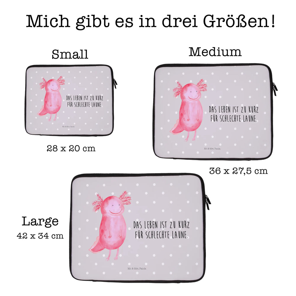 Notebook Tasche Axolotl Glücklich Notebook Tasche, Laptop, Computertasche, Tasche, Notebook-Tasche, Notebook-Reisehülle, Notebook Schutz, Axolotl, Molch, Axolot, Schwanzlurch, Lurch, Lurche, Motivation, gute Laune