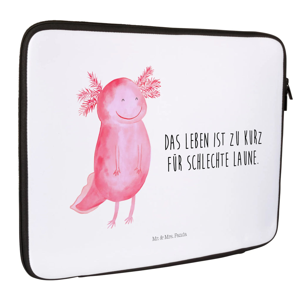 Notebook Tasche Axolotl Glücklich Notebook Tasche, Laptop, Computertasche, Tasche, Notebook-Tasche, Notebook-Reisehülle, Notebook Schutz, Axolotl, Molch, Axolot, Schwanzlurch, Lurch, Lurche, Motivation, gute Laune