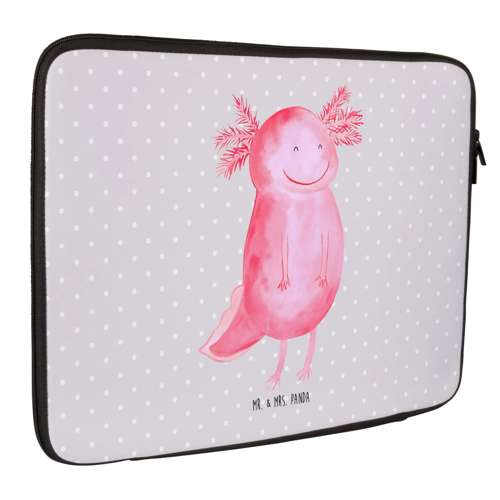 Notebook Tasche Axolotl Glücklich Notebook Tasche, Laptop, Computertasche, Tasche, Notebook-Tasche, Notebook-Reisehülle, Notebook Schutz, Axolotl, Molch, Axolot, Schwanzlurch, Lurch, Lurche, Motivation, gute Laune