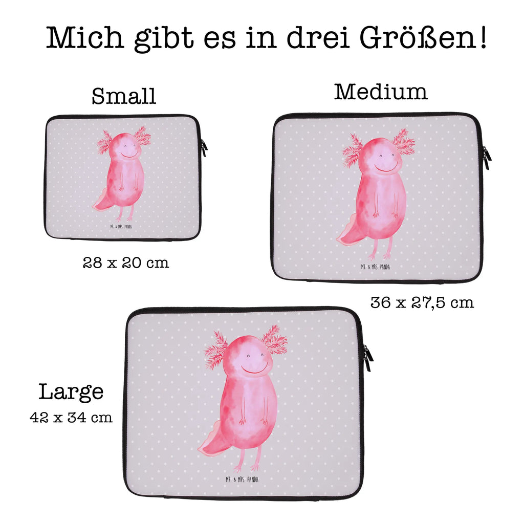 Notebook Tasche Axolotl Glücklich Notebook Tasche, Laptop, Computertasche, Tasche, Notebook-Tasche, Notebook-Reisehülle, Notebook Schutz, Axolotl, Molch, Axolot, Schwanzlurch, Lurch, Lurche, Motivation, gute Laune