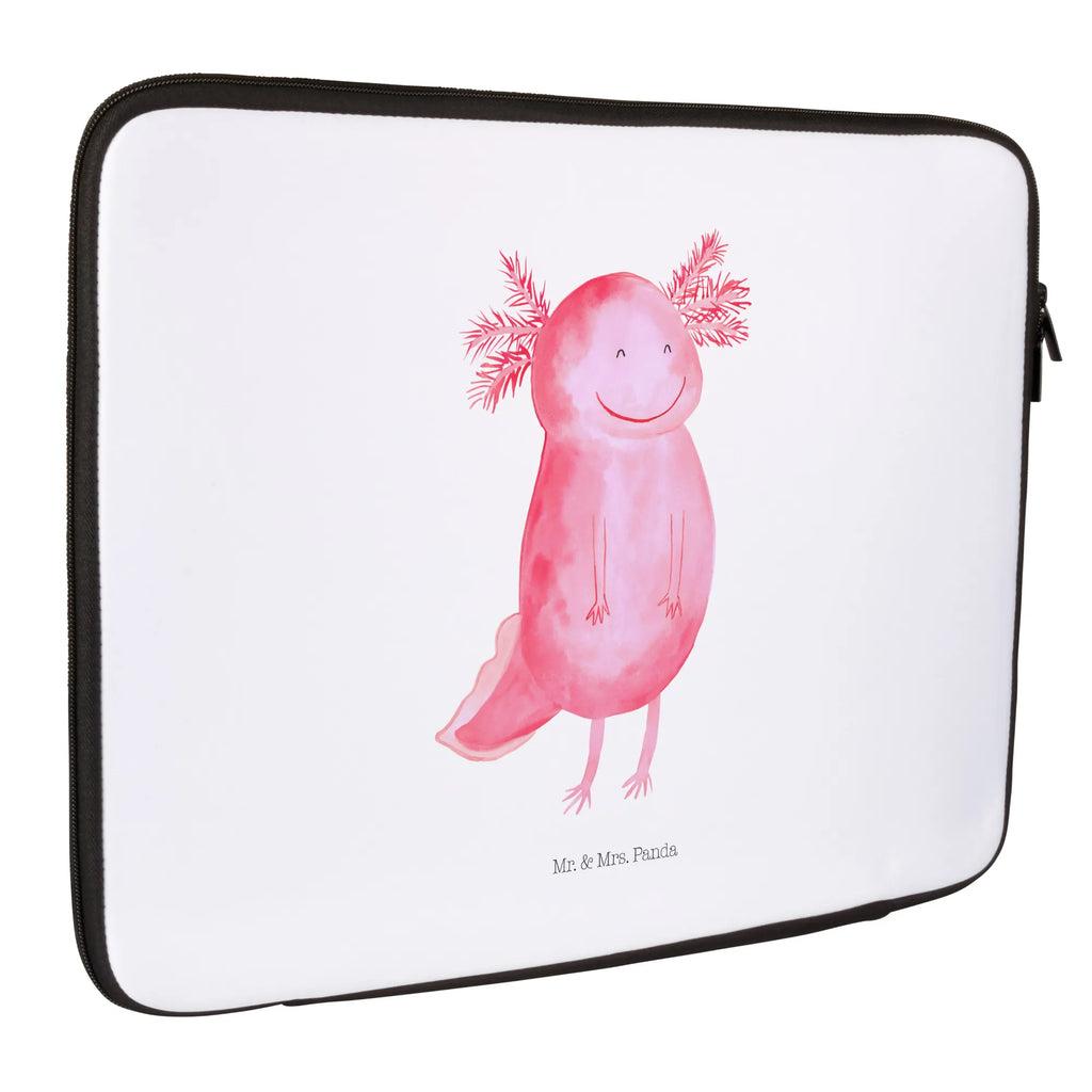 Notebook Tasche Axolotl Glücklich Notebook Tasche, Laptop, Computertasche, Tasche, Notebook-Tasche, Notebook-Reisehülle, Notebook Schutz, Axolotl, Molch, Axolot, Schwanzlurch, Lurch, Lurche, Motivation, gute Laune