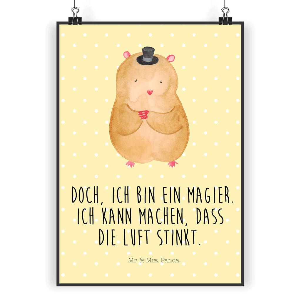 Poster Hamster Hut Poster, Wandposter, Bild, Wanddeko, Küchenposter, Kinderposter, Wanddeko Bild, Raumdekoration, Wanddekoration, Handgemaltes Poster, Mr. & Mrs. Panda Poster, Designposter, Kunstdruck, Posterdruck, Tiermotive, Gute Laune, lustige Sprüche, Tiere, Hamster, Hut, Magier, Zylinder, Zwerghamster, Zauberer