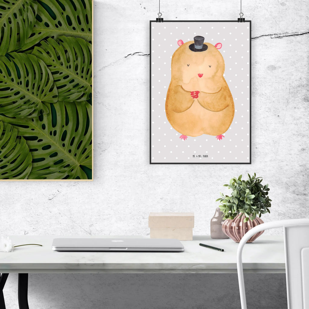 Poster Hamster Hut Poster, Wandposter, Bild, Wanddeko, Küchenposter, Kinderposter, Wanddeko Bild, Raumdekoration, Wanddekoration, Handgemaltes Poster, Mr. & Mrs. Panda Poster, Designposter, Kunstdruck, Posterdruck, Tiermotive, Gute Laune, lustige Sprüche, Tiere, Hamster, Hut, Magier, Zylinder, Zwerghamster, Zauberer