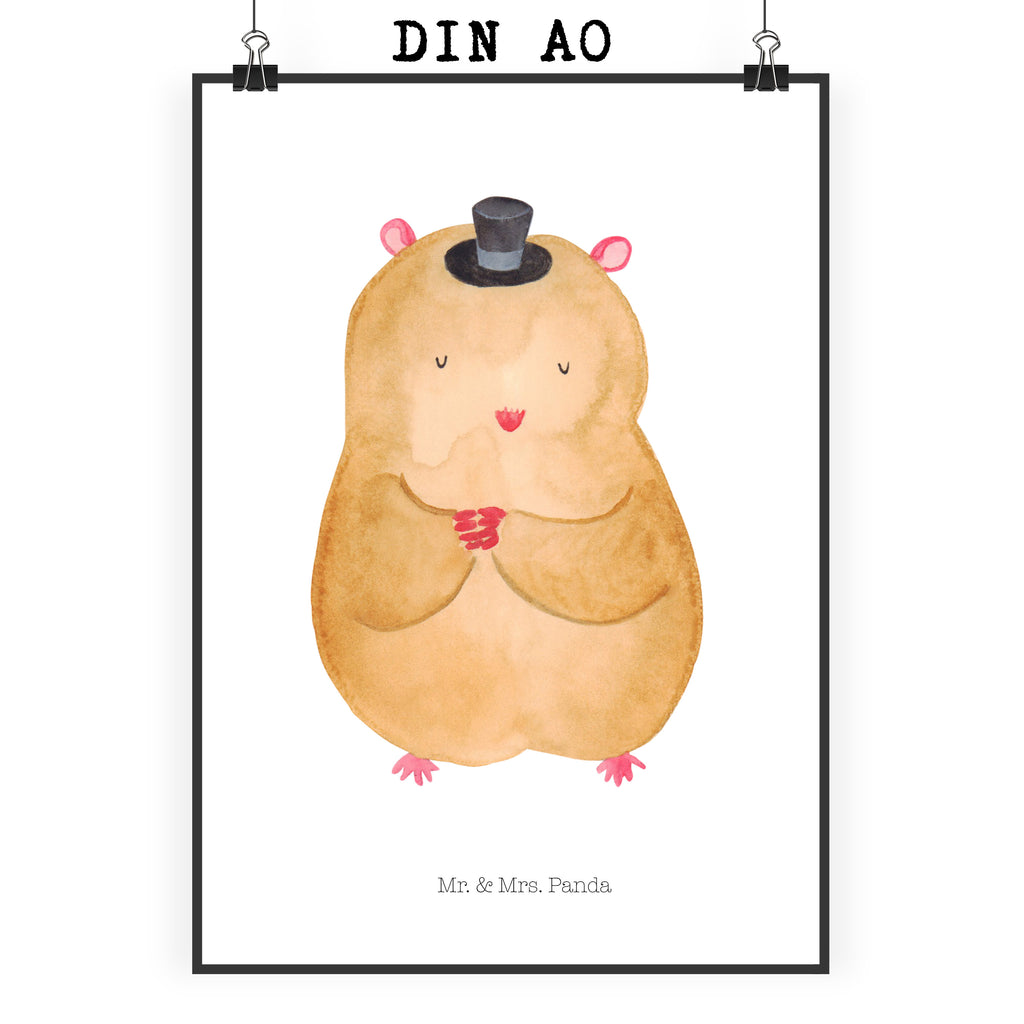 Poster Hamster Hut Poster, Wandposter, Bild, Wanddeko, Küchenposter, Kinderposter, Wanddeko Bild, Raumdekoration, Wanddekoration, Handgemaltes Poster, Mr. & Mrs. Panda Poster, Designposter, Kunstdruck, Posterdruck, Tiermotive, Gute Laune, lustige Sprüche, Tiere, Hamster, Hut, Magier, Zylinder, Zwerghamster, Zauberer