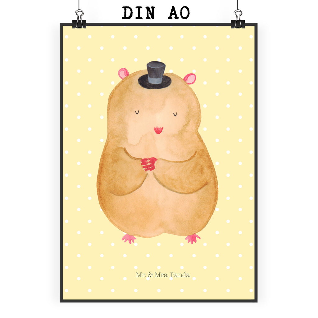 Poster Hamster Hut Poster, Wandposter, Bild, Wanddeko, Küchenposter, Kinderposter, Wanddeko Bild, Raumdekoration, Wanddekoration, Handgemaltes Poster, Mr. & Mrs. Panda Poster, Designposter, Kunstdruck, Posterdruck, Tiermotive, Gute Laune, lustige Sprüche, Tiere, Hamster, Hut, Magier, Zylinder, Zwerghamster, Zauberer