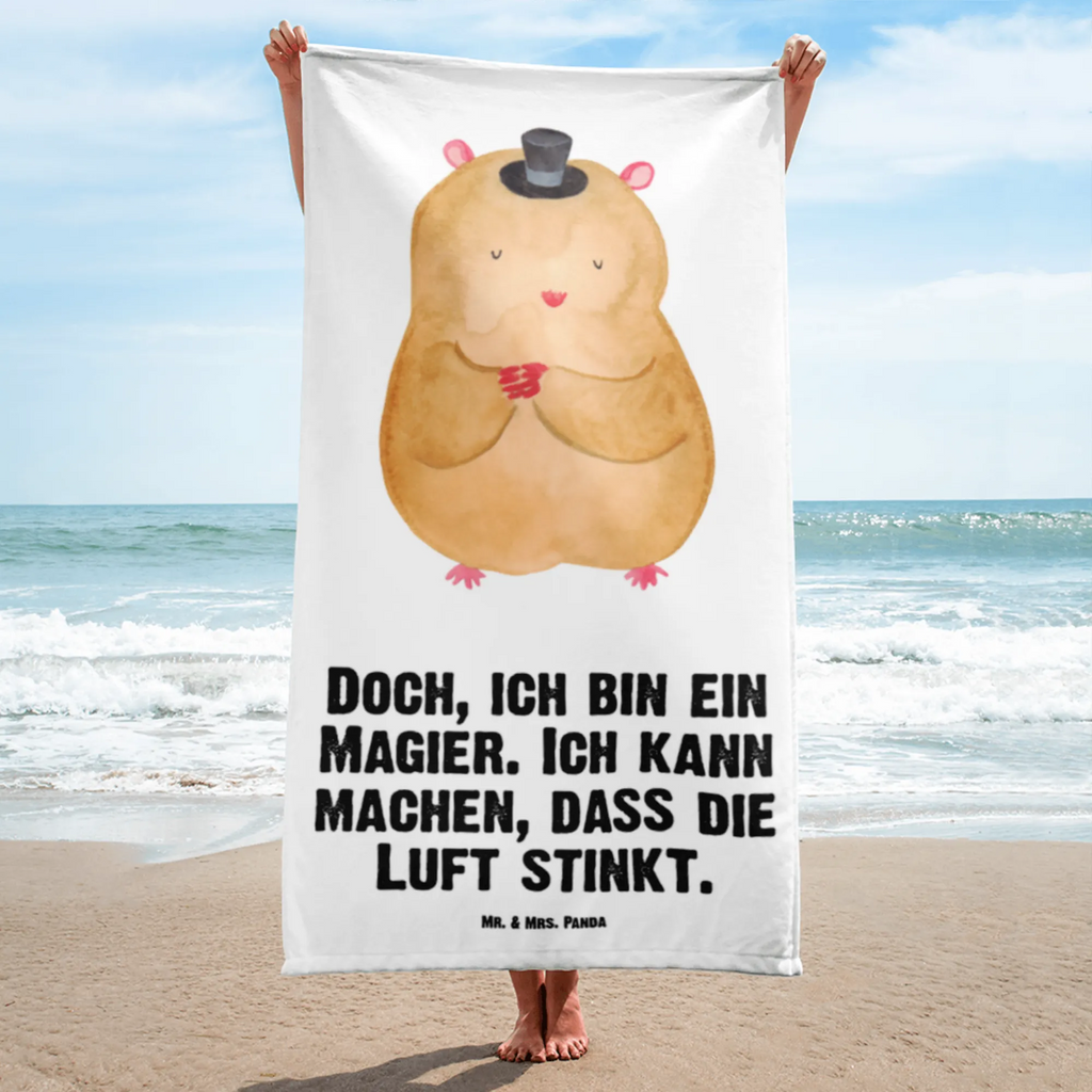 XL Badehandtuch Hamster mit Hut Handtuch, Badetuch, Duschtuch, Strandtuch, Saunatuch, Tiermotive, Gute Laune, lustige Sprüche, Tiere, Hamster, Hut, Magier, Zylinder, Zwerghamster, Zauberer