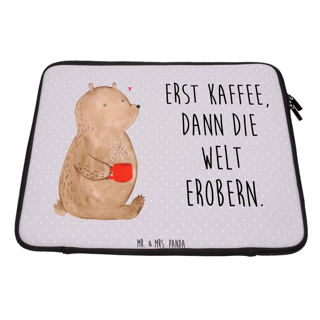 Notebook Tasche Bär Kaffee Notebook Tasche, Laptop, Computertasche, Tasche, Notebook-Tasche, Notebook-Reisehülle, Notebook Schutz, Bär, Teddy, Teddybär, Kaffee, Coffee, Bären, guten Morgen, Morgenroutine, Welt erobern, Welt retten, Motivation