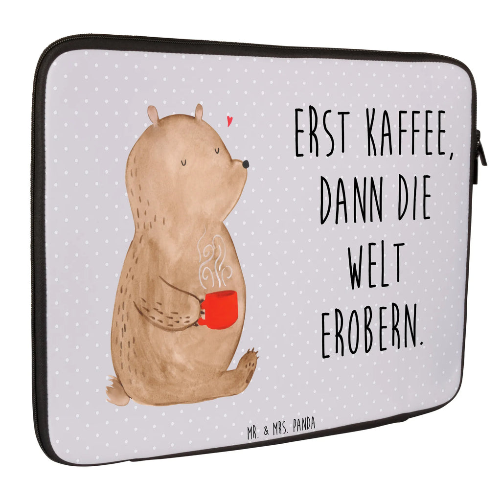 Notebook Tasche Bär Kaffee Notebook Tasche, Laptop, Computertasche, Tasche, Notebook-Tasche, Notebook-Reisehülle, Notebook Schutz, Bär, Teddy, Teddybär, Kaffee, Coffee, Bären, guten Morgen, Morgenroutine, Welt erobern, Welt retten, Motivation