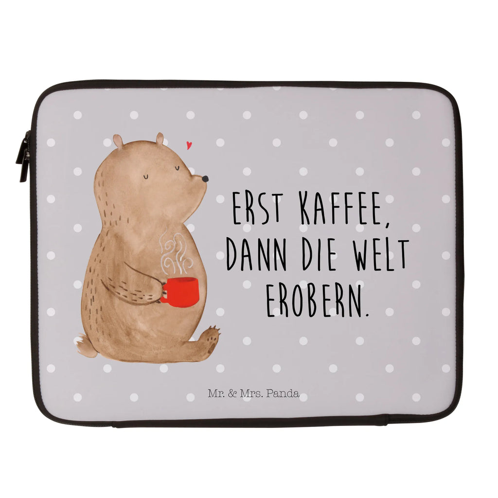 Notebook Tasche Bär Kaffee Notebook Tasche, Laptop, Computertasche, Tasche, Notebook-Tasche, Notebook-Reisehülle, Notebook Schutz, Bär, Teddy, Teddybär, Kaffee, Coffee, Bären, guten Morgen, Morgenroutine, Welt erobern, Welt retten, Motivation