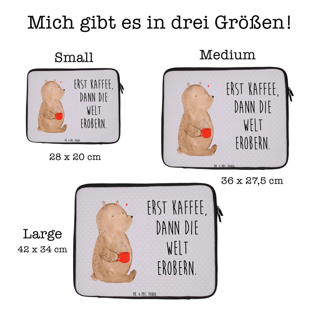 Notebook Tasche Bär Kaffee Notebook Tasche, Laptop, Computertasche, Tasche, Notebook-Tasche, Notebook-Reisehülle, Notebook Schutz, Bär, Teddy, Teddybär, Kaffee, Coffee, Bären, guten Morgen, Morgenroutine, Welt erobern, Welt retten, Motivation