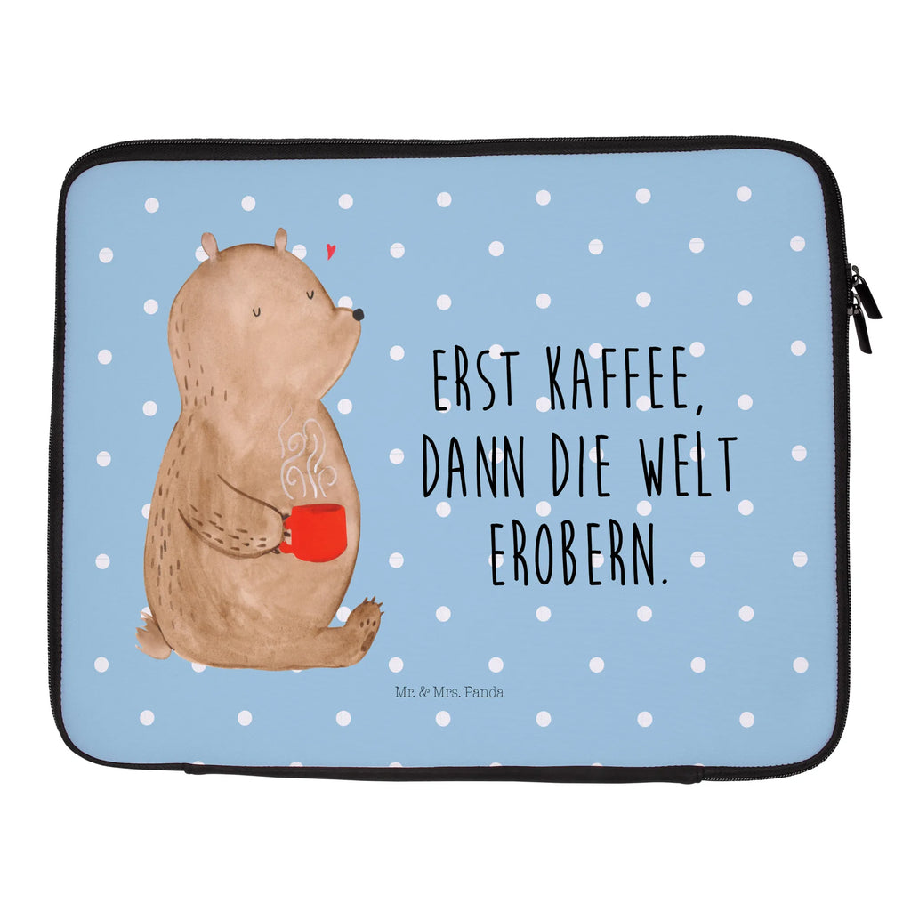 Notebook Tasche Bär Kaffee Notebook Tasche, Laptop, Computertasche, Tasche, Notebook-Tasche, Notebook-Reisehülle, Notebook Schutz, Bär, Teddy, Teddybär, Kaffee, Coffee, Bären, guten Morgen, Morgenroutine, Welt erobern, Welt retten, Motivation