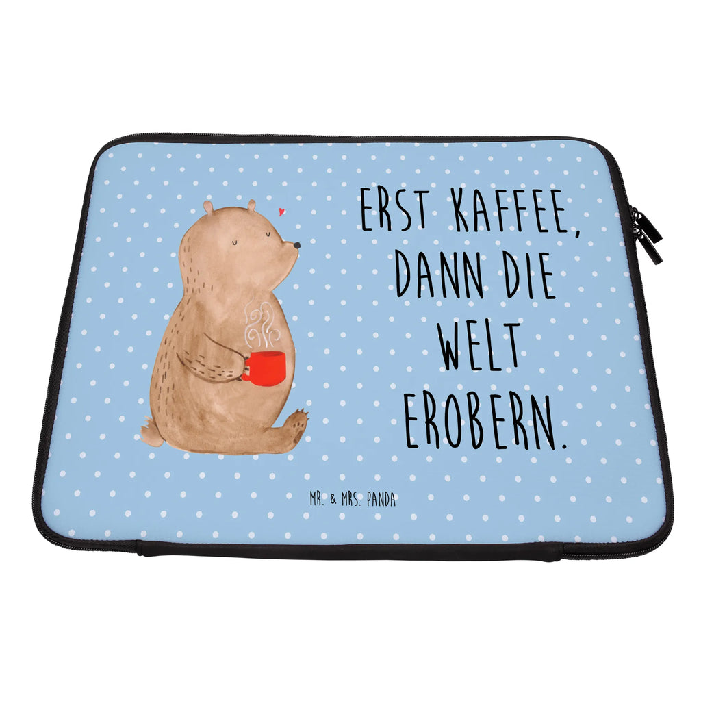 Notebook Tasche Bär Kaffee Notebook Tasche, Laptop, Computertasche, Tasche, Notebook-Tasche, Notebook-Reisehülle, Notebook Schutz, Bär, Teddy, Teddybär, Kaffee, Coffee, Bären, guten Morgen, Morgenroutine, Welt erobern, Welt retten, Motivation