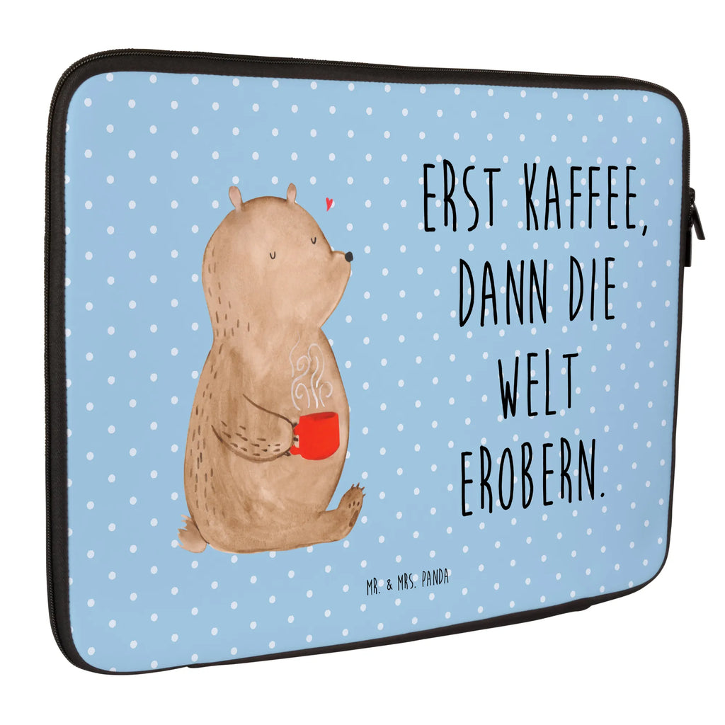 Notebook Tasche Bär Kaffee Notebook Tasche, Laptop, Computertasche, Tasche, Notebook-Tasche, Notebook-Reisehülle, Notebook Schutz, Bär, Teddy, Teddybär, Kaffee, Coffee, Bären, guten Morgen, Morgenroutine, Welt erobern, Welt retten, Motivation