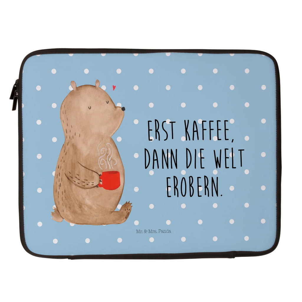 Notebook Tasche Bär Kaffee Notebook Tasche, Laptop, Computertasche, Tasche, Notebook-Tasche, Notebook-Reisehülle, Notebook Schutz, Bär, Teddy, Teddybär, Kaffee, Coffee, Bären, guten Morgen, Morgenroutine, Welt erobern, Welt retten, Motivation