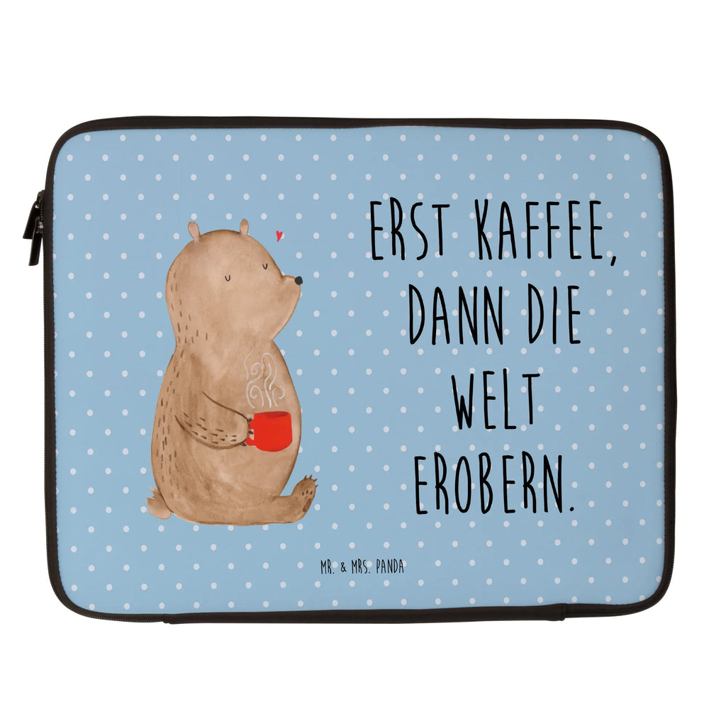 Notebook Tasche Bär Kaffee Notebook Tasche, Laptop, Computertasche, Tasche, Notebook-Tasche, Notebook-Reisehülle, Notebook Schutz, Bär, Teddy, Teddybär, Kaffee, Coffee, Bären, guten Morgen, Morgenroutine, Welt erobern, Welt retten, Motivation