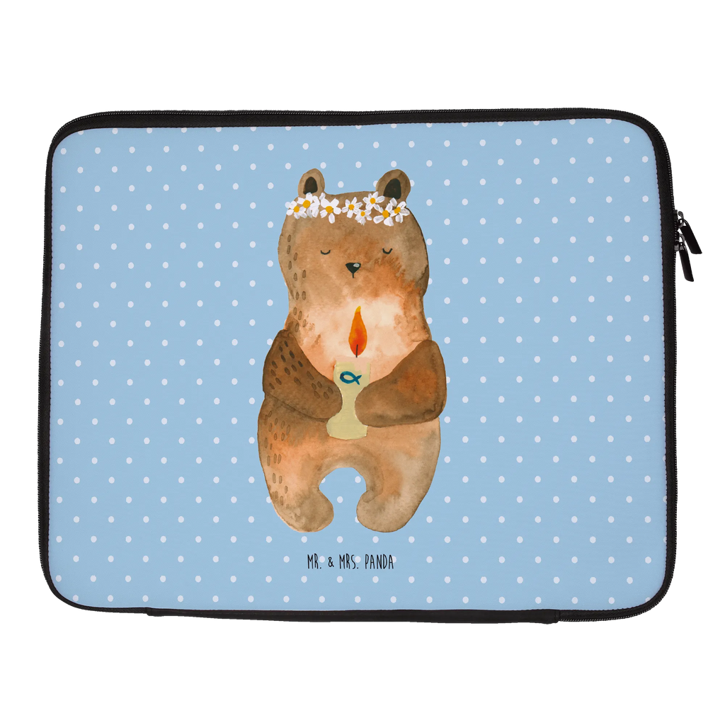 Notebook Tasche Bär Kommunion Notebook Tasche, Laptop, Computertasche, Tasche, Notebook-Tasche, Notebook-Reisehülle, Notebook Schutz, Bär, Teddy, Teddybär, Kommunion, Gottes Segen, Taufkerze, katholisch