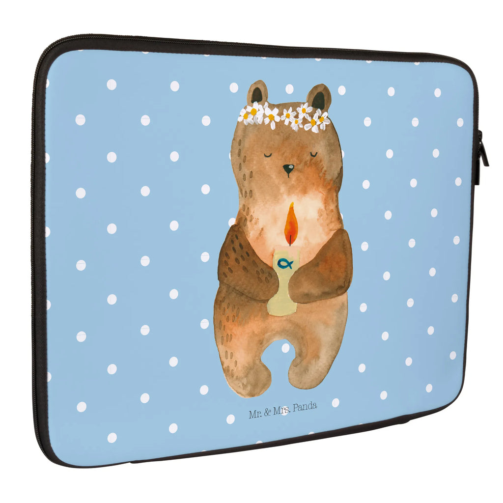 Notebook Tasche Bär Kommunion Notebook Tasche, Laptop, Computertasche, Tasche, Notebook-Tasche, Notebook-Reisehülle, Notebook Schutz, Bär, Teddy, Teddybär, Kommunion, Gottes Segen, Taufkerze, katholisch