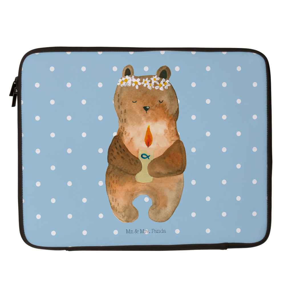 Notebook Tasche Bär Kommunion Notebook Tasche, Laptop, Computertasche, Tasche, Notebook-Tasche, Notebook-Reisehülle, Notebook Schutz, Bär, Teddy, Teddybär, Kommunion, Gottes Segen, Taufkerze, katholisch