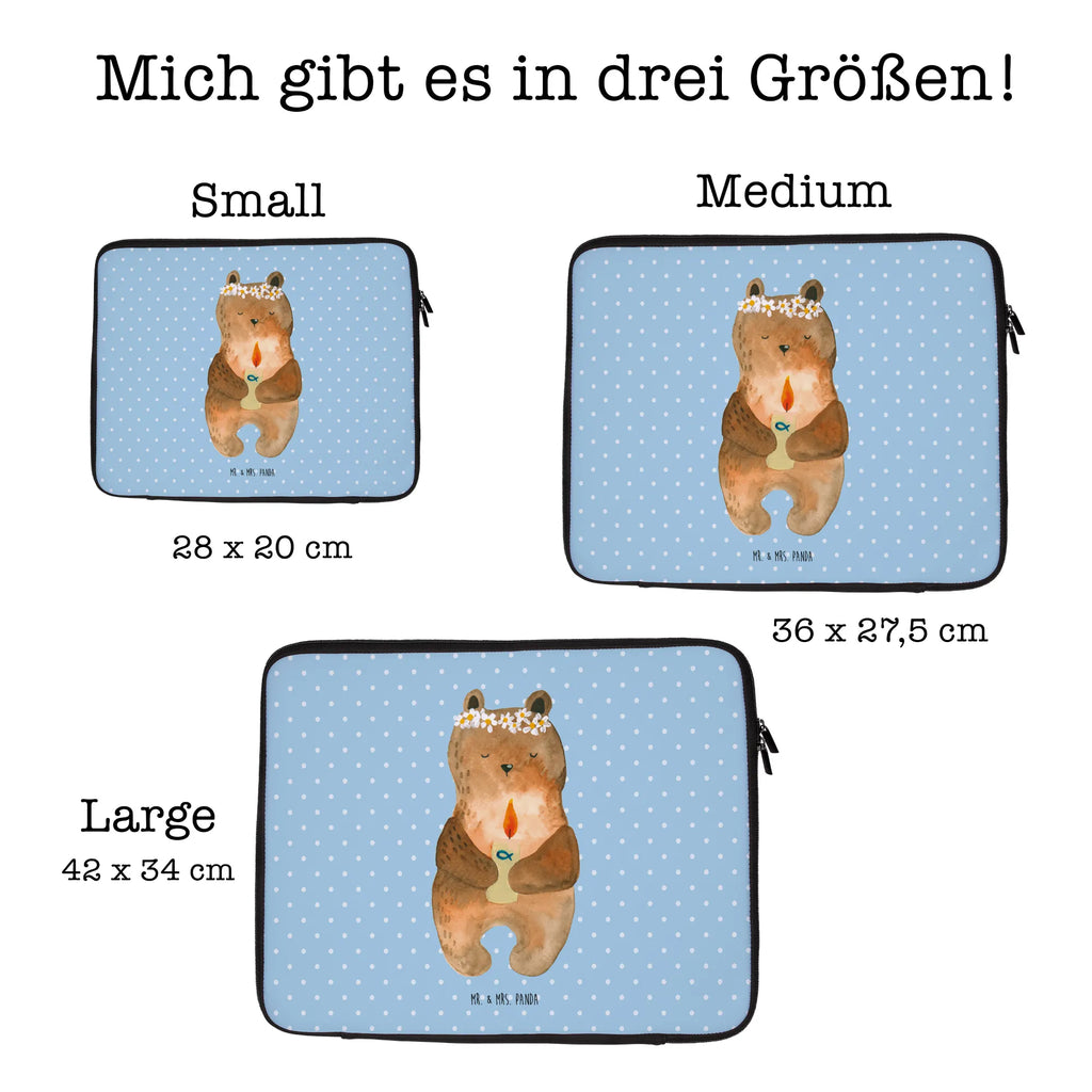 Notebook Tasche Bär Kommunion Notebook Tasche, Laptop, Computertasche, Tasche, Notebook-Tasche, Notebook-Reisehülle, Notebook Schutz, Bär, Teddy, Teddybär, Kommunion, Gottes Segen, Taufkerze, katholisch