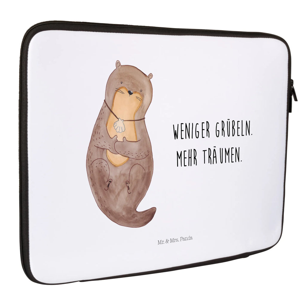 Notebook Tasche Otter Muschel Notebook Tasche, Laptop, Computertasche, Tasche, Notebook-Tasche, Notebook-Reisehülle, Notebook Schutz, Otter, Fischotter, Seeotter, Otterliebe, grübeln, träumen, Motivation, Tagträumen, Büro