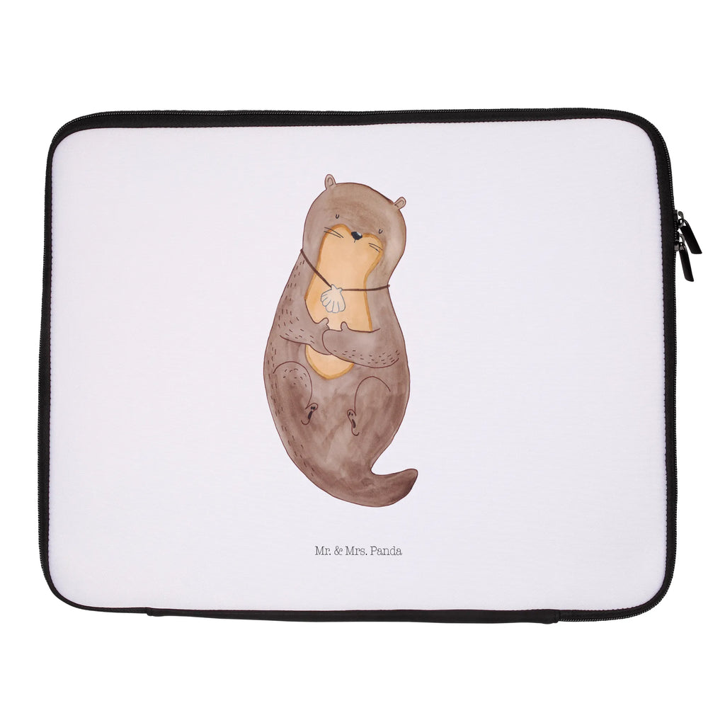 Notebook Tasche Otter Muschel Notebook Tasche, Laptop, Computertasche, Tasche, Notebook-Tasche, Notebook-Reisehülle, Notebook Schutz, Otter, Fischotter, Seeotter, Otterliebe, grübeln, träumen, Motivation, Tagträumen, Büro