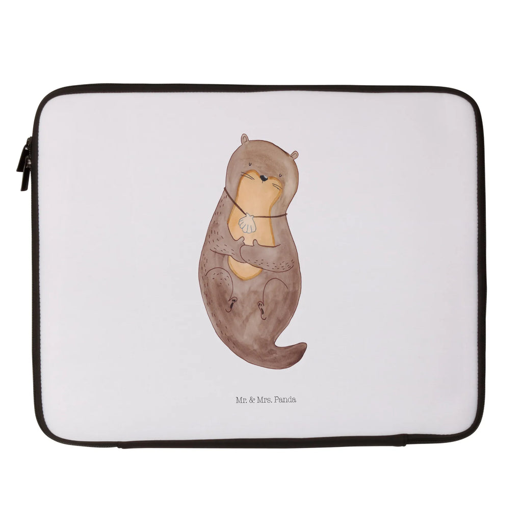 Notebook Tasche Otter Muschel Notebook Tasche, Laptop, Computertasche, Tasche, Notebook-Tasche, Notebook-Reisehülle, Notebook Schutz, Otter, Fischotter, Seeotter, Otterliebe, grübeln, träumen, Motivation, Tagträumen, Büro