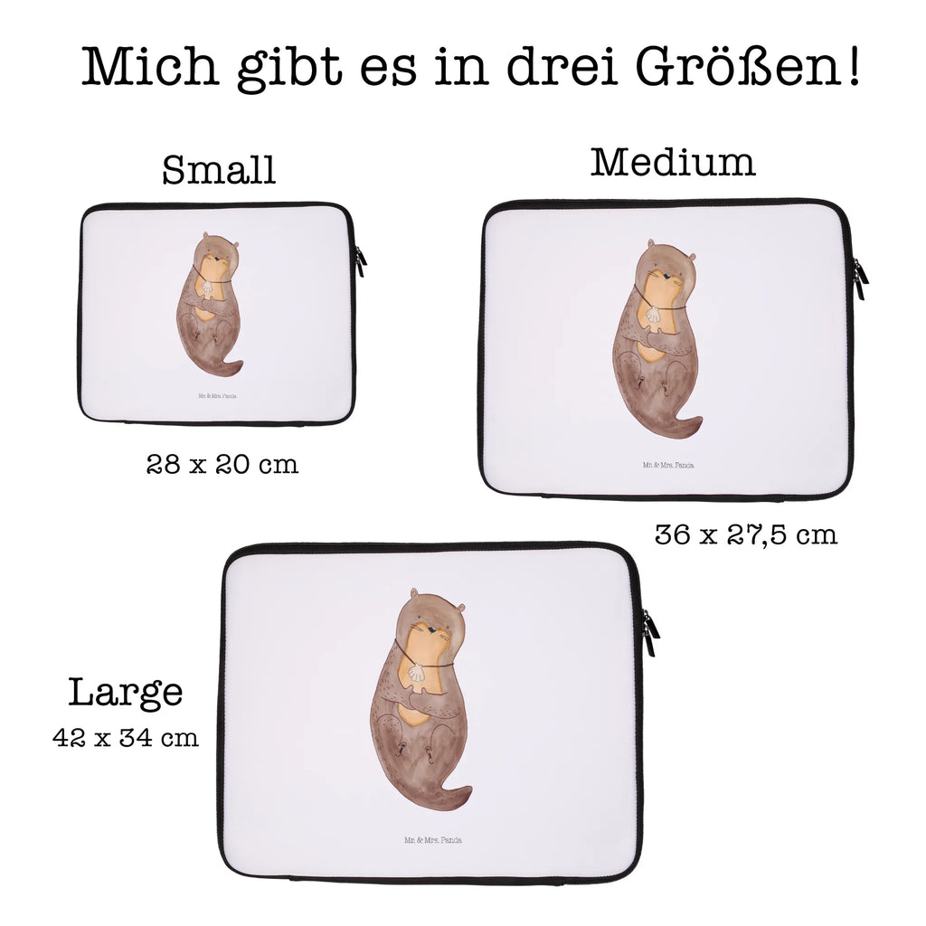 Notebook Tasche Otter Muschel Notebook Tasche, Laptop, Computertasche, Tasche, Notebook-Tasche, Notebook-Reisehülle, Notebook Schutz, Otter, Fischotter, Seeotter, Otterliebe, grübeln, träumen, Motivation, Tagträumen, Büro