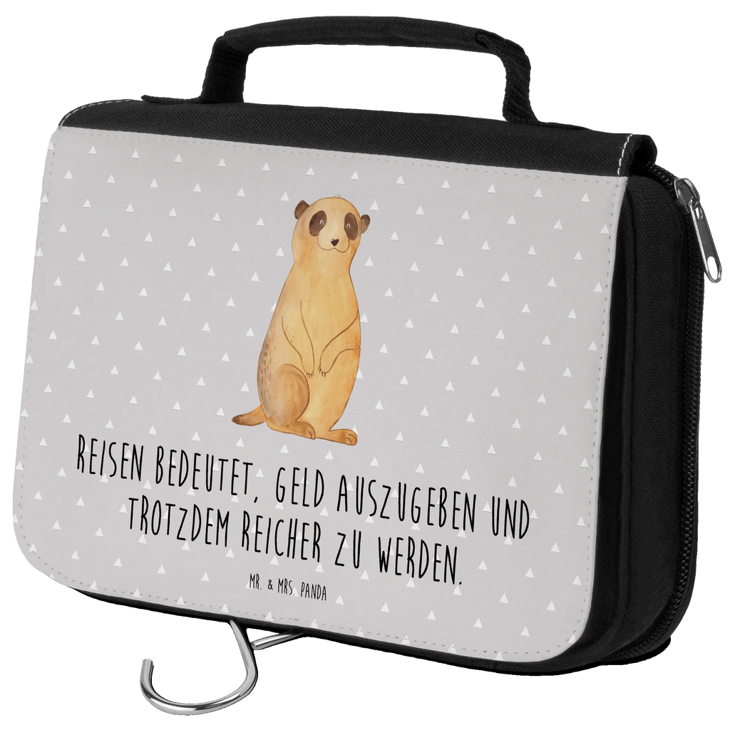 Kulturbeutel Erdmännchen Kulturbeutel, Zum Aufhängen, Waschtasche, Kosmetiktasche, Damen, Herren, Aufbewahrungstasche, Schminktasche, Kosmetikbeutel, Organizer, Kulturtasche, Schminkutensil, Afrika, Wildtiere, Erdmännchen, Reisen, Spruch, Weltreise, Afrikareise, Roadtrip, Traveling