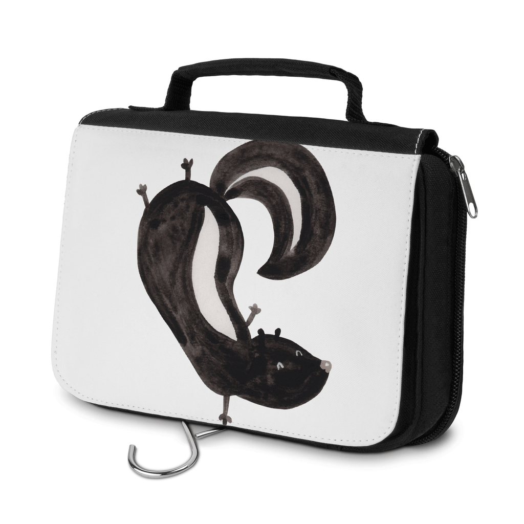 Kulturbeutel Stinktier Handstand Kulturbeutel, Zum Aufhängen, Waschtasche, Kosmetiktasche, Damen, Herren, Aufbewahrungstasche, Schminktasche, Kosmetikbeutel, Organizer, Kulturtasche, Schminkutensil, Stinktier, Skunk, Wildtier, Raubtier, Stinker, Stinki, Spielplatz, verpielt, Kind