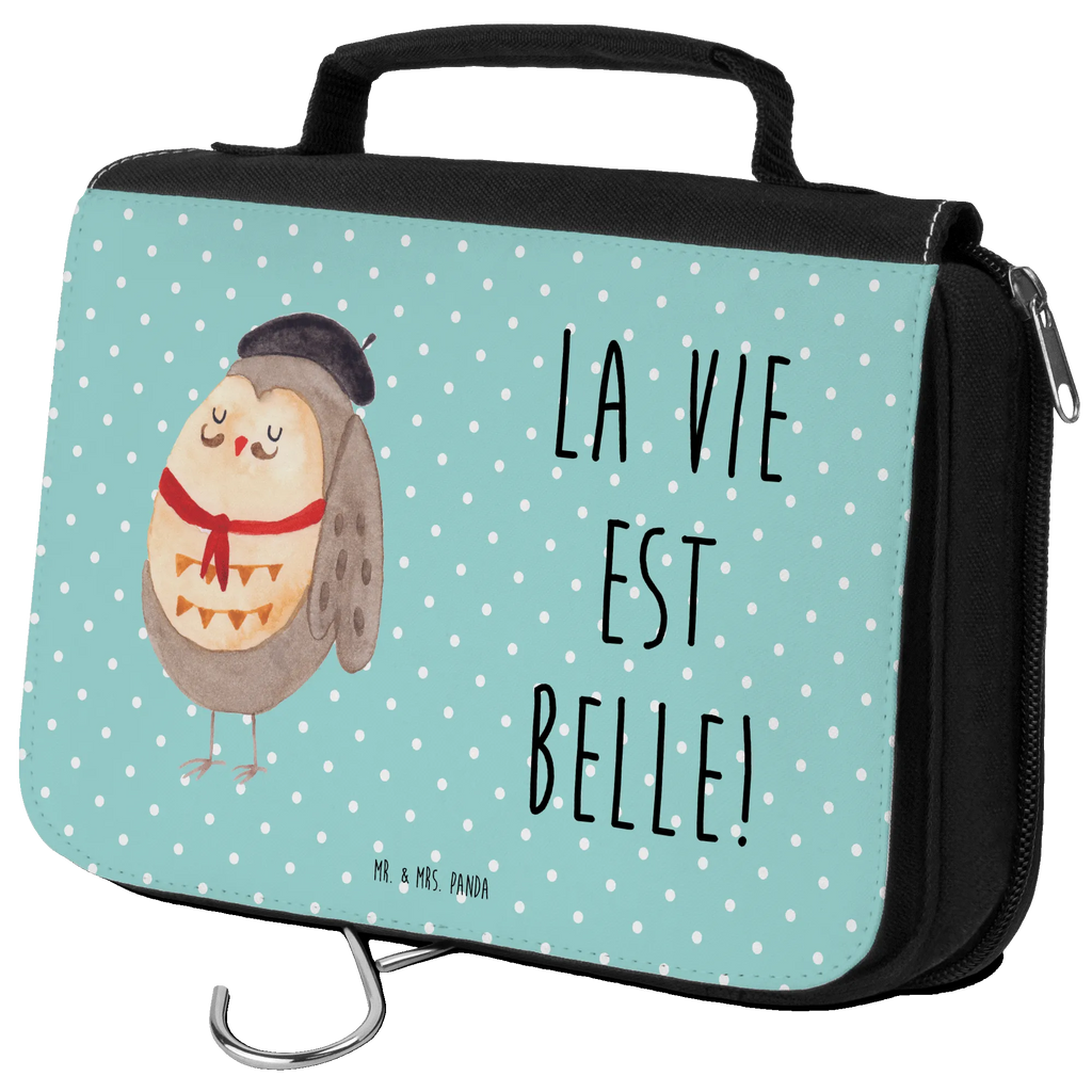 Kulturbeutel Eule Frankreich Kulturbeutel, Zum Aufhängen, Waschtasche, Kosmetiktasche, Damen, Herren, Aufbewahrungstasche, Schminktasche, Kosmetikbeutel, Organizer, Kulturtasche, Schminkutensil, Eule, Eulen, Eule Deko, Owl, hibou, La vie est belle, das Leben ist schön, Spruch schön, Spruch Französisch, Frankreich