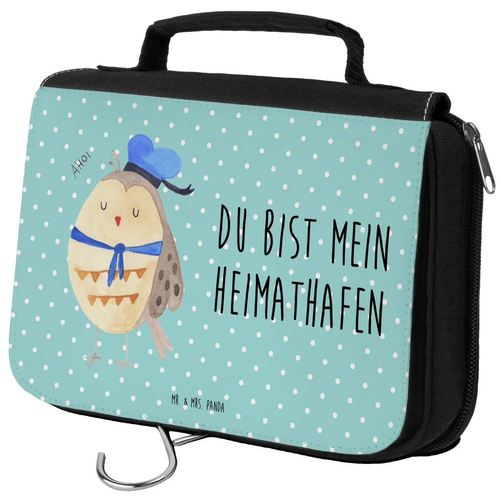 Kulturbeutel Eule Matrose Kulturbeutel, Zum Aufhängen, Waschtasche, Kosmetiktasche, Damen, Herren, Aufbewahrungstasche, Schminktasche, Kosmetikbeutel, Organizer, Kulturtasche, Schminkutensil, Eule, Eule Spruch, Eule Deko, Owl, Wortspiel lustig, Matrose, Freundin, Ehe, Seefahrer, Heimathafen, Hochzeitstag Geschenk