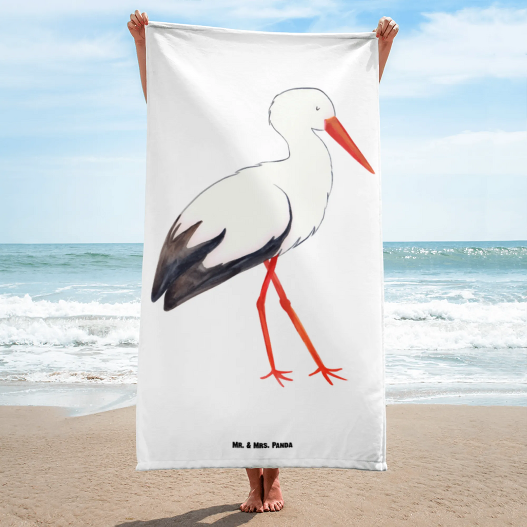 XL Badehandtuch Storch Handtuch, Badetuch, Duschtuch, Strandtuch, Saunatuch, Tiermotive, Gute Laune, lustige Sprüche, Tiere, Storch, Störche, Schwangerschaft, Geburt, Mutter, Mütter, Mutter werden, Schwanger, Babybauch, Baby