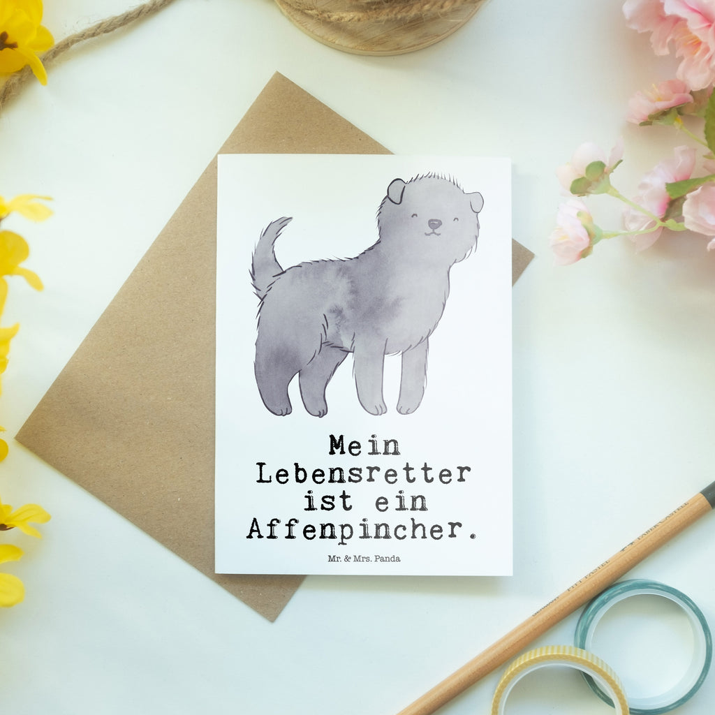 Grußkarte Affenpincher Lebensretter Grußkarte, Klappkarte, Einladungskarte, Glückwunschkarte, Hochzeitskarte, Geburtstagskarte, Karte, Ansichtskarten, Hund, Hunderasse, Rassehund, Hundebesitzer, Geschenk, Tierfreund, Schenken, Welpe, Affenpincher