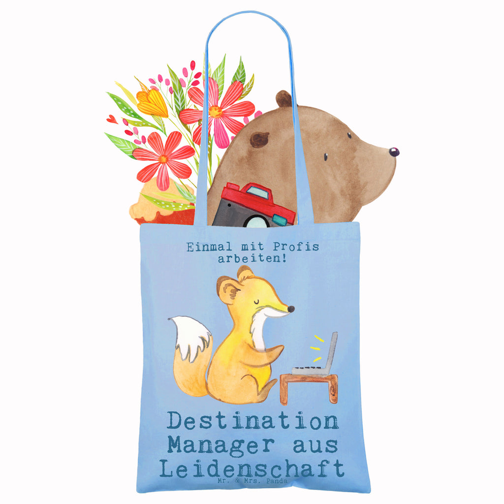 Tragetasche Destination Manager aus Leidenschaft Beuteltasche, Beutel, Einkaufstasche, Jutebeutel, Stoffbeutel, Tasche, Shopper, Umhängetasche, Strandtasche, Schultertasche, Stofftasche, Tragetasche, Badetasche, Jutetasche, Einkaufstüte, Laptoptasche, Beruf, Ausbildung, Jubiläum, Abschied, Rente, Kollege, Kollegin, Geschenk, Schenken, Arbeitskollege, Mitarbeiter, Firma, Danke, Dankeschön