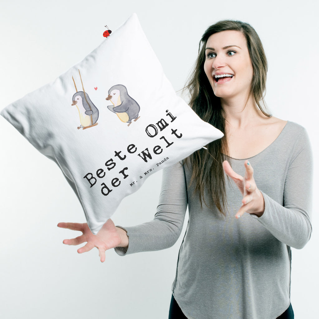 40x40 Kissen Pinguin Beste Omi der Welt Kissenhülle, Kopfkissen, Sofakissen, Dekokissen, Motivkissen, für, Dankeschön, Geschenk, Schenken, Geburtstag, Geburtstagsgeschenk, Geschenkidee, Danke, Bedanken, Mitbringsel, Freude machen, Geschenktipp, Großmutter, Oma, Omi, Großpapa, Großmama, Enkel, Enkelin, Enkelkind, Kleinigkeit, Ommi, Omma, Bester