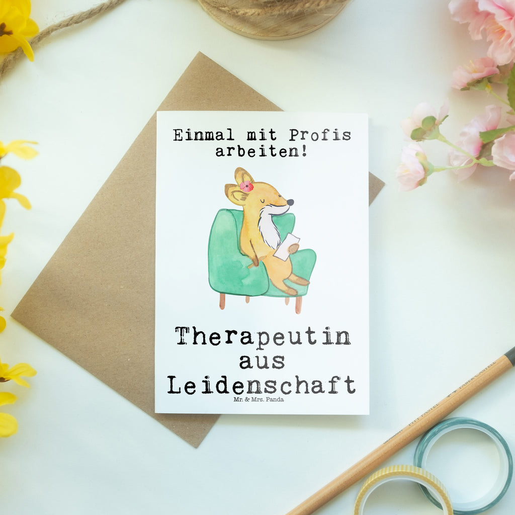 Grußkarte Therapeutin aus Leidenschaft Grußkarte, Klappkarte, Einladungskarte, Glückwunschkarte, Hochzeitskarte, Geburtstagskarte, Karte, Ansichtskarten, Beruf, Ausbildung, Jubiläum, Abschied, Rente, Kollege, Kollegin, Geschenk, Schenken, Arbeitskollege, Mitarbeiter, Firma, Danke, Dankeschön